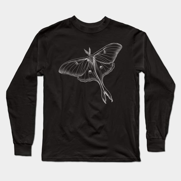 Luna moth sketch Long Sleeve T-Shirt by Raccoon.Trash